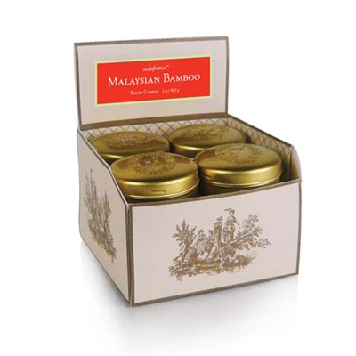 Malaysian Bamboo Classic Toile Single Travel Tin Candle (Case of 12)