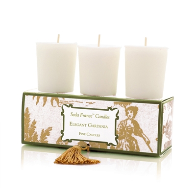 Elegant Gardenia Classic Toile Votive Candles (Case of 6)