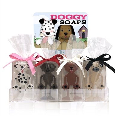 Clearly Fun Doggy Soap Collection - 12 soaps + display