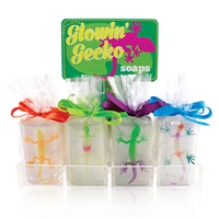 Clearly Fun Glowin' Gecko Soap Collections - 12 soaps + display