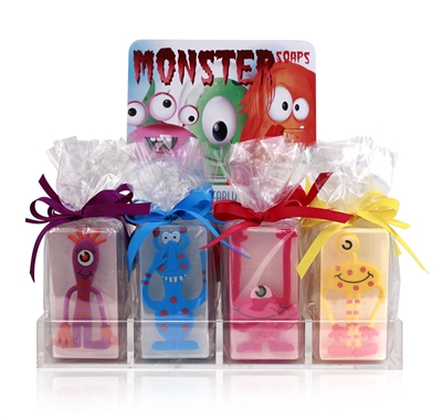 Clearly Fun Monster Soap Collections - 12 soaps + display