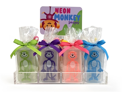 Clearly Fun Neon Monkey Soap Collections - 12 soaps + display