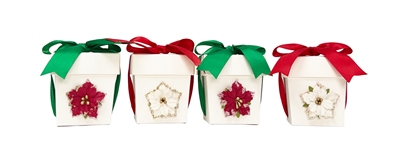Mini Red & White Poinsettia Candles - 2 oz., sold in 12's