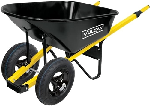 Vulcan 6 CF Steel Wheelbarrrow with Steel Handles & Flat Free Tire