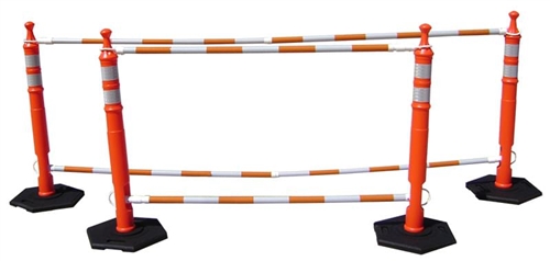 VizCon 6' - 10' Cone Mounted Barricade Pole with Orange and White