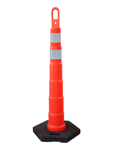 42" Orange Looper Delineator with 4 4" Reflective Striped & 16-lb. Base