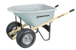 Brentwood 6 CF Gray Wider Chassis Double Wheel Poly Wheelbarrow