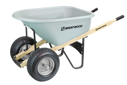 Brentwood 6 CF Gray Wider Chassis Double Wheel Poly Wheelbarrow