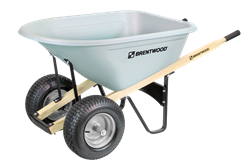 Brentwood 8 CF Gray Wider Chassis Double Wheel Poly Wheelbarrow