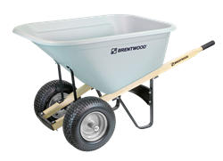 Brentwood 10 CF Gray Wider Chassis Double Wheel Poly Wheelbarrow with 6" Wide Tires