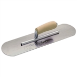Kraft 14" x 4" Carbon Steel Pool Trowel with a Camel Back Wood Handle on a Short Shank