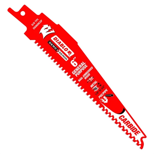 Diablo 6/9 TPI Demo Demon Carbide Teeth Reciprocating Saw Blades for General Purpose Cuts (3-pk)