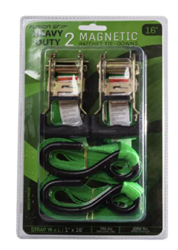 Fusion Grip 1" X 16' Fusion Grip Ratchet Tie Down Strap w/ Magnetic Hook (2/pk)