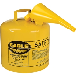 Eagle Type I 5-Gallon Yellow Safety Gas Can with Funnel