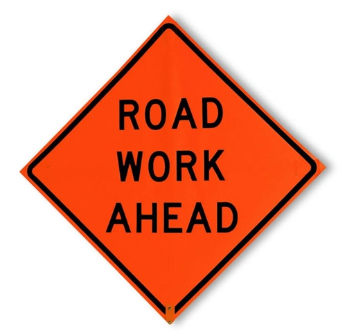 "ROAD WORK AHEAD" Vinyl Roll Up Sign (36" x 36")