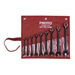 Proto JSCV-9S, Proto - 9 Piece Black Chrome Reversible Combination Ratcheting Wrench Set - Spline