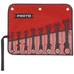 Proto JSCVF-8S, Proto - 8 Piece Black Chrome Combination Locking Flex-Head Ratcheting Wrench Set - Spline