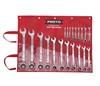 Proto JSCVM-20SA, Proto - 20 Piece Full Polish Metric Combination Reversible Ratcheting Wrench Set - Spline