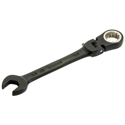 Proto JSCVM10F, Proto - Black Chrome Combination Locking Flex-Head Ratcheting Wrench 10 mm - Spline