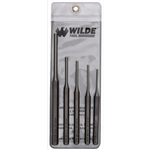 Wilde Tool PP 5.NP-VP, Wilde Tools- 5-Piece Pin Punch Set Manufactured & Assembled in Hiawatha, Kansas U.S.A.<br />
5-Piece Set<br />
Individually Heat-Treated<br />
Finish : Polished, Each