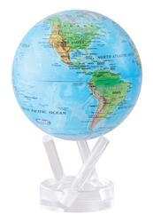 Mova 4-/12" Solar Spinning Globe Blue with Relief Map