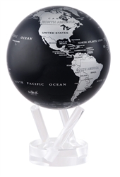 Mova 4-/12" Solar Spinning Globe Black and Silver