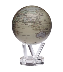 Mova 6" Solar Spinning Globe with Antiqued Beige