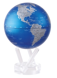 Mova 4-1/2" Solar Spinning Globe Cobalt Blue & Silver