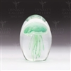 Handmade Glass Glowing Jellyfish Paperweight Green 4"