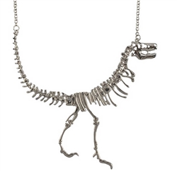 T-Rex Skeleton Necklace -Silver Colored