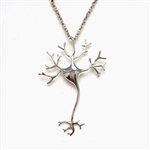 Brain Cell Neuron Necklace -Silver Colored