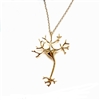 Brain Cell Neuron Necklace - Gold Colored