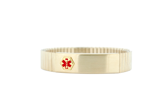 Men's Wide Gold-Plated Expansion Medical ID Bracelet