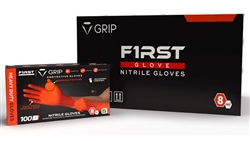 First Glove Nitrile Disposable Diamond Raised Orange Gloves 8mil