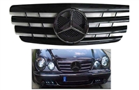 E-Class All Black Grille W/Black Star W210 2000-2002 E320 E500 E55 E430