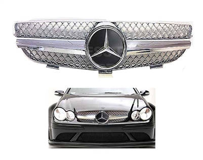 CLK Chrome Grille 1 Fin 03-09 W209 CLK320/CLK500/CLK350'CLK55/CLK63