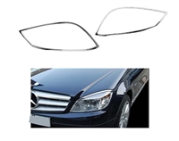 C-Class Headlight Chrome Trims Pair 08-11 W204 C300/C350/C250/C63