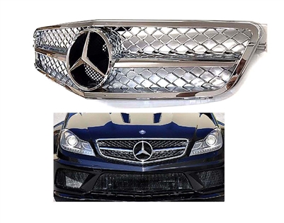 C-Class AMG Style Chrome Grille 1 Fin 08-14 W204 C300/C350/C250 (Will Not Fit On C63)