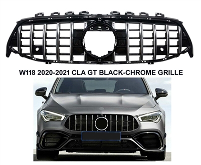 CLA GT GTR Black-Chrome Grille W118 2020-2021 CLA180 CLA200 CLA250 CLA260 CLA45