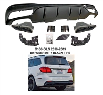 GLS SUV Diffuser Set With AMG Muffler + Black Tips X166 GLS350 GLS43  GLS400