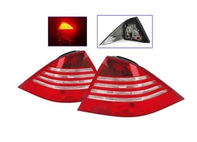 S430/S500/S55 Led Tail Lights With 4 Lines Red/CLear Pair 00-06 W220 Â€‹S-Class