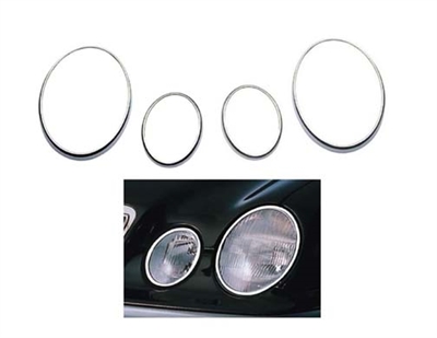 E-Class Headlight Chrome Moldings 4 Pcs 96-02 W210 E320/E350/E500/E55