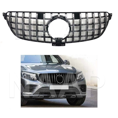 GLE SUV GT-R Black-Chrome Grille W166 2017-2019 GLE350 GLE550 GLE63 (Will Not Fit On Coupe Model)