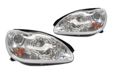 S430 Only Chrome Projector Headlights Pair 00-06 W220 Â€‹S-Class (For S430 Only)