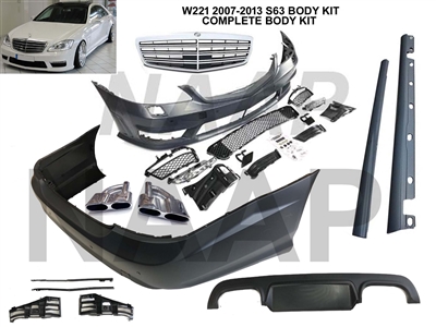 S63/S65 Complete Body Kit With Pdc Sensor Spot 07-13 W221