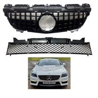 SLK All Black GT GTR Style Grille R172 2012-2016 SLK200 SLK250 SLK300 SLK350