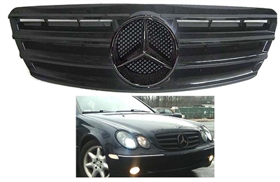C-Class Sedan Grille All-Black With Black Star W203 2001-2007  C230 C240 C280 (Will Not Fit On C55 AMG)
