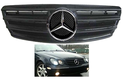 C-Class Sedan Grille All-Black With Chrome Star W203  C230 C240 C280 (Will Not Fit On C55 AMG)