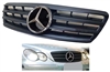 C-Class Sedan Grille Matte-Black With Chrome Star W203 2001-2007  C230 C240 C280 (Will Not Fit On C55 AMG)