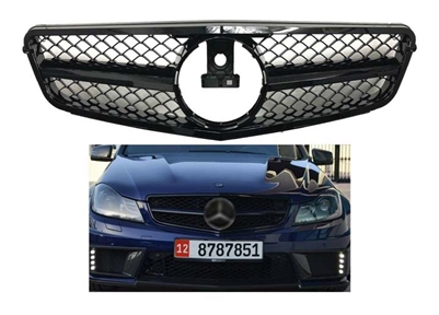C-Class All Black Grille Without Star 08-14 W204 C300/C350/C250 (Will Not Fit On C63)